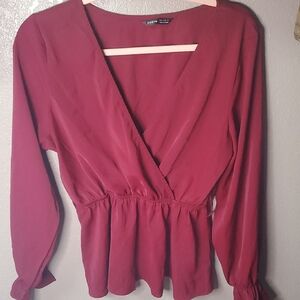 Women's Red Wrap Top
